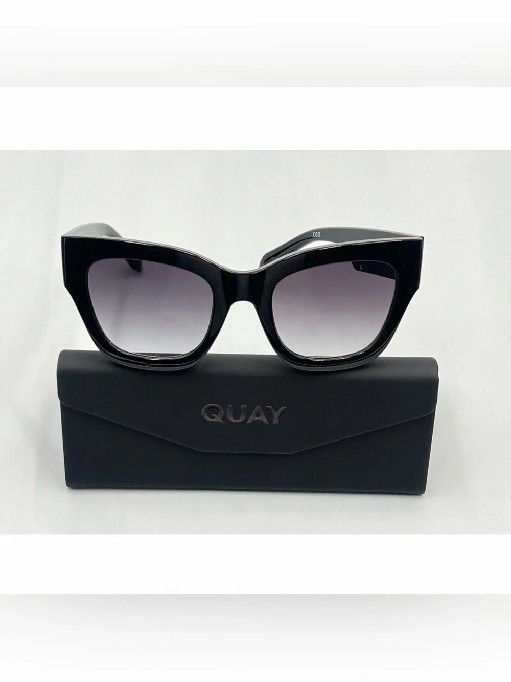 Quay Australia “By The Way” Smoke Lens Black Sunglasses with Gradient Lenses